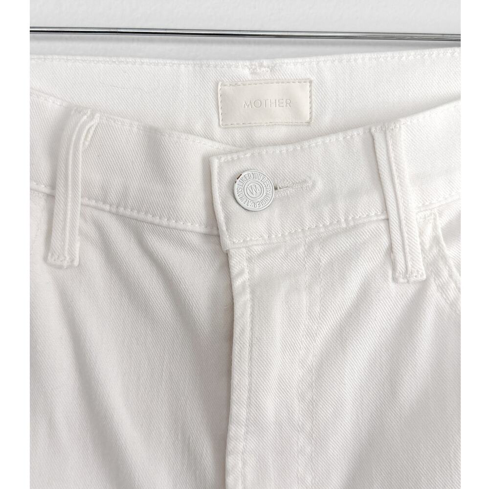 MOTHER The Hustler Ankle Fray Jeans in Glass Slipper White Cropped Denim - Picture 8 of 11